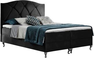 Stylefy 'Blanco' Boxspringbett Velours Schwarz 160 x 200 cm