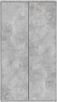 mokebo® Mehrzweckschrank 60 cm Breite mit Einlegeböden 'Der Schlanke', schmaler Schrank in Grau aus Holz, grifflose Öffnung, funktionaler Aktenschrank | Betonoptik