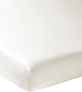 Meyco Baby Uni Spannbettlaken für die Laufgittermatratze (Bettlaken mit weicher Jersey-Qualität, aus 100% Baumwolle, perfekte Passform durch Rundum-Gummizug, atmungsaktiv, Maße: 75 x 95cm), Cremeweiß