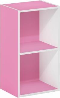 Furinno Pasir 2-stufiges Bücherregal mit offenem Regal, Rosa/Weiß