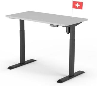 elektrisch höhenverstellbarer Schreibtisch ECO 120 x 60 cm - Gestell Schwarz, Platte Grau