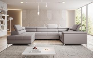 Designer Sofa Torino mit Schlaf- und Klappfunktion Stoff Beige Links
