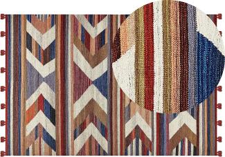 Kelim Teppich Wolle mehrfarbig 200 x 300 cm geometrisches Muster Kurzflor MRGASHAT