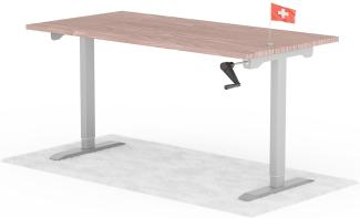 manuell höhenverstellbarer Schreibtisch EASY 160 x 80 cm - Gestell Grau, Platte Walnuss