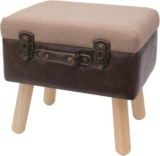 Sitzhocker Koffer mit Stauraum im Vintage-Design, HMF VSH101, 40 x 32 x 39 cm, Klassik