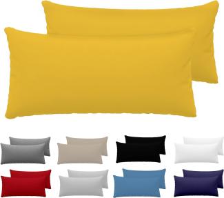 Dreamzie Kissenbezug 40 x 80 (Set mit 2) - 100% Jersey Baumwolle 150 g/qm Kissenbezüge -Gelb - Für Kissenbezug 40x80 - Kissenhülle - Resistent und Hypoallergen