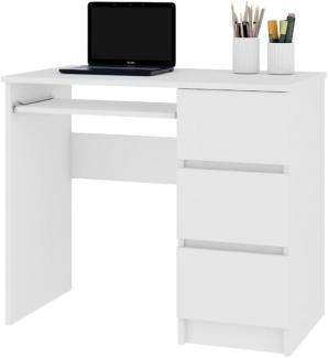 Schreibtisch KORDA A-6, 90x77x50, weiß, recht