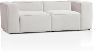 Traumnacht Genua Modular Sofa 2-Sitzer, individuell kombinierbare Wohnlandschaft bestehend aus Sitzelement mit Armteil Links und rechts - strapazierfähiges Möbelgewebe, weiß