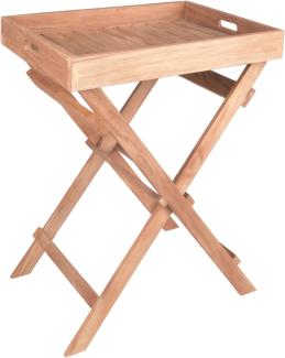 Tablettständer BACAN Teak Tablett Beistelltisch Tisch Holz massiv Tisch klappbar