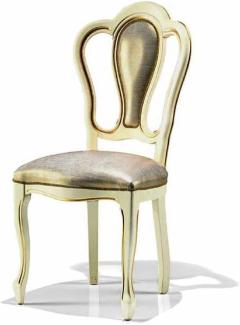 Casa Padrino Luxus Barock Esszimmer Stuhl Silber / Elfenbein / Gold - Made in Italy