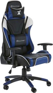 X Rocker Agility ergonomischer Gaming Stuhl/Bürostuhl/Schreibtischstuhl mit Armlehnen und Wippfunktion, drehbar und höhenverstellbar | Blau/Schwarz