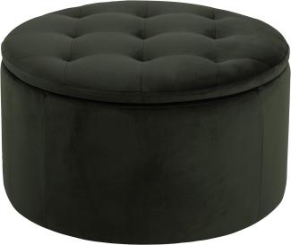 AC Design Furniture Rocco runde Ottomane, H: 35 x B: 60 x T: 60 cm, Ø: 60 cm, Dunkelgrün, Stoff, 1 Stk.