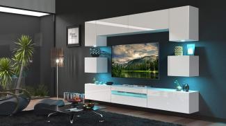 Furnitech BESTA Möbel Schrankwand Wandschrank Wohnwand Mediawand mit Led Beleuchtung Wohnzimmer (Möbel ohne LED, GAN1-17W-HG21 1B)