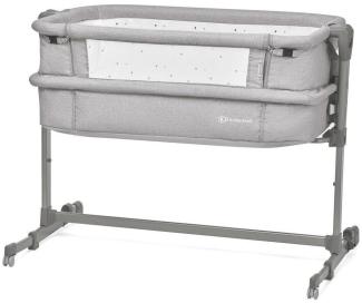 Kinderkraft Nachttisch Nest-up Reisebett Co-Sleep Bett Höhenverstellbar Faltbare Seitenwand Transportrollen mit Zubehör Baumwolllaken für Neugeborene 0-9 kg bis 6 Monate Grau