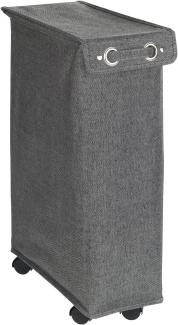 Waschkorb mit Deckel und Rollen, schmaler Textilbehälter - 43 l, 60 x 18,5 x 40 cm, WENKO