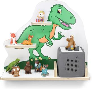 stadtecken Kinder Regal für Musikbox I Geeignet für die Toniebox und ca. 50 Tonies I Perfekte Aufbewahrung für Kinderzimmer I zum Aufstellen oder Aufhängen (T-Rex, Mittel)