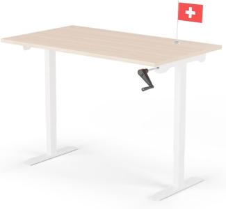 Schreibtisch EASY 140 x 60 cm - Gestell Weiss, Platte Eiche