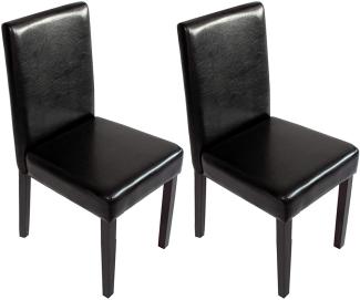 2er-Set Esszimmerstuhl Stuhl Küchenstuhl Littau ~ Kunstleder, schwarz, dunkle Beine