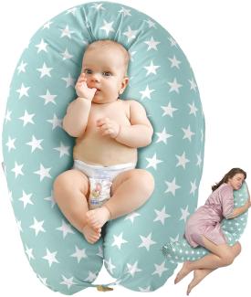 sei Design XXL Stillkissen ergonomisch 190x30 | Schwangerschaftskissen Seitenschläferkissen Komfortkissen Erwachsene | Babynestchen Neugeborene Baby Kissen mit Bezug 100% Baumwolle
