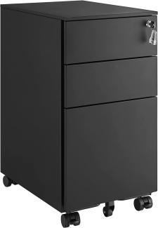 SONGMICS Rollcontainer, mit 3 Schublade, vormontiert, abschließbarer Büroschrank mit Hängeregistratur, schwarz, 45 x 30 x 60 cm
