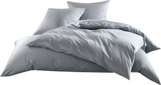 Bettwaesche-mit-Stil Mako-Satin / Baumwollsatin Bettwäsche uni / einfarbig grau Kissenbezug 80x80 cm