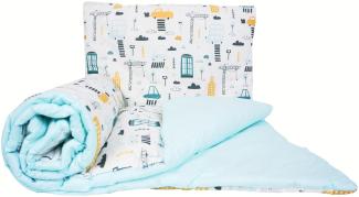 2 Stück Baby Kinder Quilt Bettdecke & Kissen Set 80x70 cm passend für Kinderbett oder Kinderwagen Muster 1