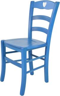Tommychairs 'Cuore' Esszimmerstuhl aus Buchenholz, lackiert und Sitzfläche aus Holz, 88 x 43 x 46 cm Anilinfarbe Blau