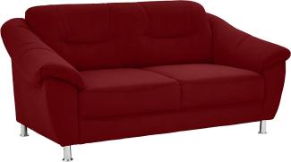 Cavadore 2-Sitzer Sofa Salisa / 2er Sofa mit Federkern im klassischen Design / 182 x 86 x 90 / Mikrofaser Dunkelrot