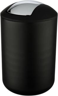 Wenko Kosmetikeimer Brasil L 6,5 Liter, Badezimmer-Mülleimer mit Schwingdeckel, Abfalleimer aus bruchsicherem Kunststoff, Ø 19,5 x 31 cm, schwarz
