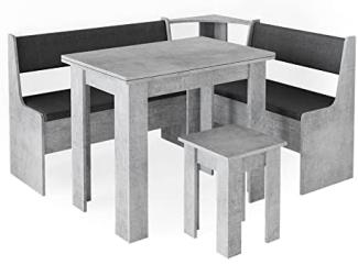 Vicco 'Roman' Eckbankgruppe mit Tisch und 2 Sitzbänken, Spanplatte/Schaumstoff Beton
