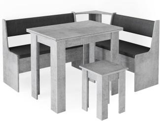 Vicco 'Roman' Eckbankgruppe mit Tisch und 2 Sitzbänken, Spanplatte/Schaumstoff Beton