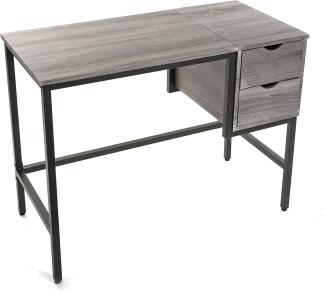 Versa Lynton Schreibtisch für den Computer, Arbeitstisch Kompakter tisch Büro, mit 2 Schubladen, Maßnahmen (H x L x B) 48 x 100 x 20 cm, Holz und Metall, Farbe: Braun