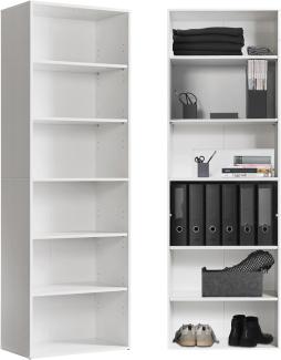mokebo® Regal in Weiß aus Holz 'Der Bücherwurm', Bücherregal fürs Wohnzimmer, Büro, Kinderzimmer, Holzregal für die Wand mit viel Stauraum, 60cm Breite