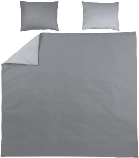 Meyco Home Uni Bettwäsche Doppelbett (Baumwolle, atmungsaktives Material, einfache Pflege, praktischer Einschlagstreifen, Maße: 240 x 200/220 cm), Grau/Hellgrau