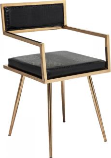 Kare Design Armlehnstuhl Jazz Rosegold, eleganter Stuhl, Schminktischstuhl schwarz, Krokoleder Stuhl, (H/B/T) 81x49x44cm