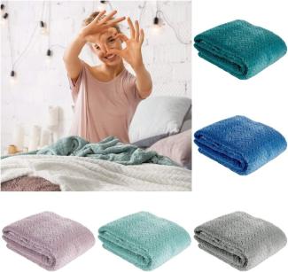 Wohndecke Kuscheldecke Decke MICROFASER Sofadecke Tagesdecke CINDY 220x200 stahl