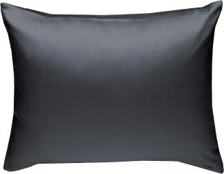 Bettwaesche-mit-Stil Mako-Satin / Baumwollsatin Bettwäsche uni / einfarbig anthrazit Kissenbezug 70x90 cm