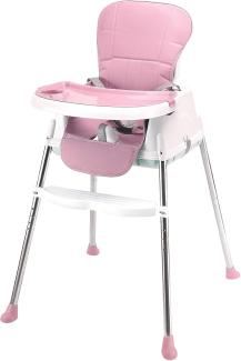 wuuhoo® Baby Hochstuhl Finn - Kinderhochstuhl mit 5-Punkt-Gurt, Kissen und Tablett, rutschfester Kinderstuhl mit Fußstütze - Baby & Kleinkinder Zubehör rosa