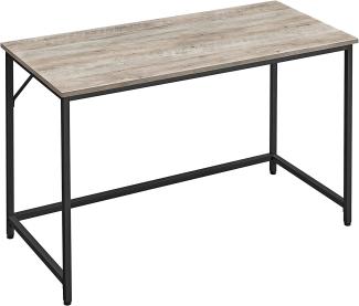 VASAGLE Schreibtisch, Computertisch, schmaler Bürotisch, 120 x 60 x 75 cm, Arbeitszimmer, Homeoffice, Büro, einfacher Aufbau, Stahl, Industrie-Design, Greige-schwarz LWD039B02