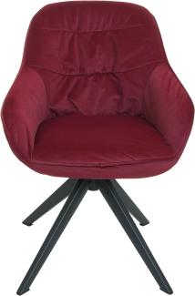 Esszimmerstuhl HWC-K28, Küchenstuhl Polsterstuhl Stuhl mit Armlehne, drehbar, Metall ~ Stoff/Textil bordeaux