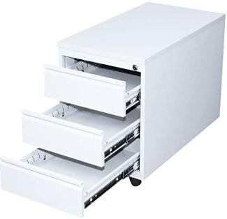 Profi Stahl Büro Rollcontainer Bürocontainer Holz-Abdeckplatte 3 Schubladen Maße: 62x46x79cm RAL 9003 Weiß 505807