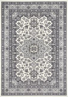 Orientalischer Kurzflor Teppich Parun Täbriz Creme Grau - 80x150x0,9cm