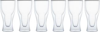 Klasique Doppelwandige Biergläser 400ml, 6er Set, Hohe Gläser Bierglas Schwebeeffekt