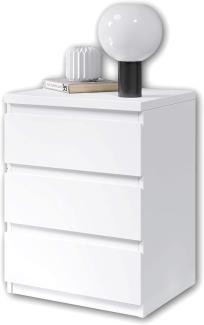 OLLI Nachttisch mit drei Schubladen in Weiß - Moderner Nachtschrank mit Stauraum für Ihr Bett - 45 x 61 x 38 cm (B/H/T)