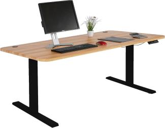 Schreibtisch HWC-D40, Computertisch, elektrisch höhenverstellbar 160x80cm 53kg MVG ~ Eiche-Dekor, schwarz