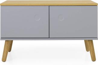 TENZO DOT 2 türen Sitzbank, Engineered Wood, Grau und Eiche, H48 B79 T37 cm