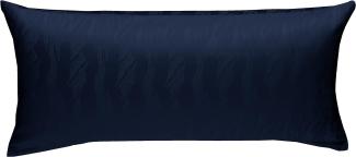 Bettwaesche-mit-Stil Mako Satin Damast Bettwäsche Waves Dunkel Blau Kissenbezug 40x80cm