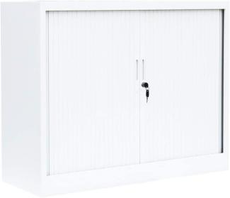 Querrollladenschrank Sideboard 100cm breit Stahl Büro Aktenschrank Rolladenschrank Weiß (HxBxT) 750 x 1000 x 460 mm / 555107