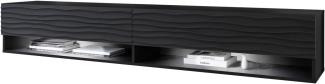 TV-Lowboard Jumbo 140, mit RGB LED Beleuchtung farbig, Farbe: Schwarzer Graphit/Schwarze Welle