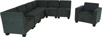 Modular Sofa-System Couch-Garnitur Lyon 6-1, Stoff/Textil ~ anthrazit-grau